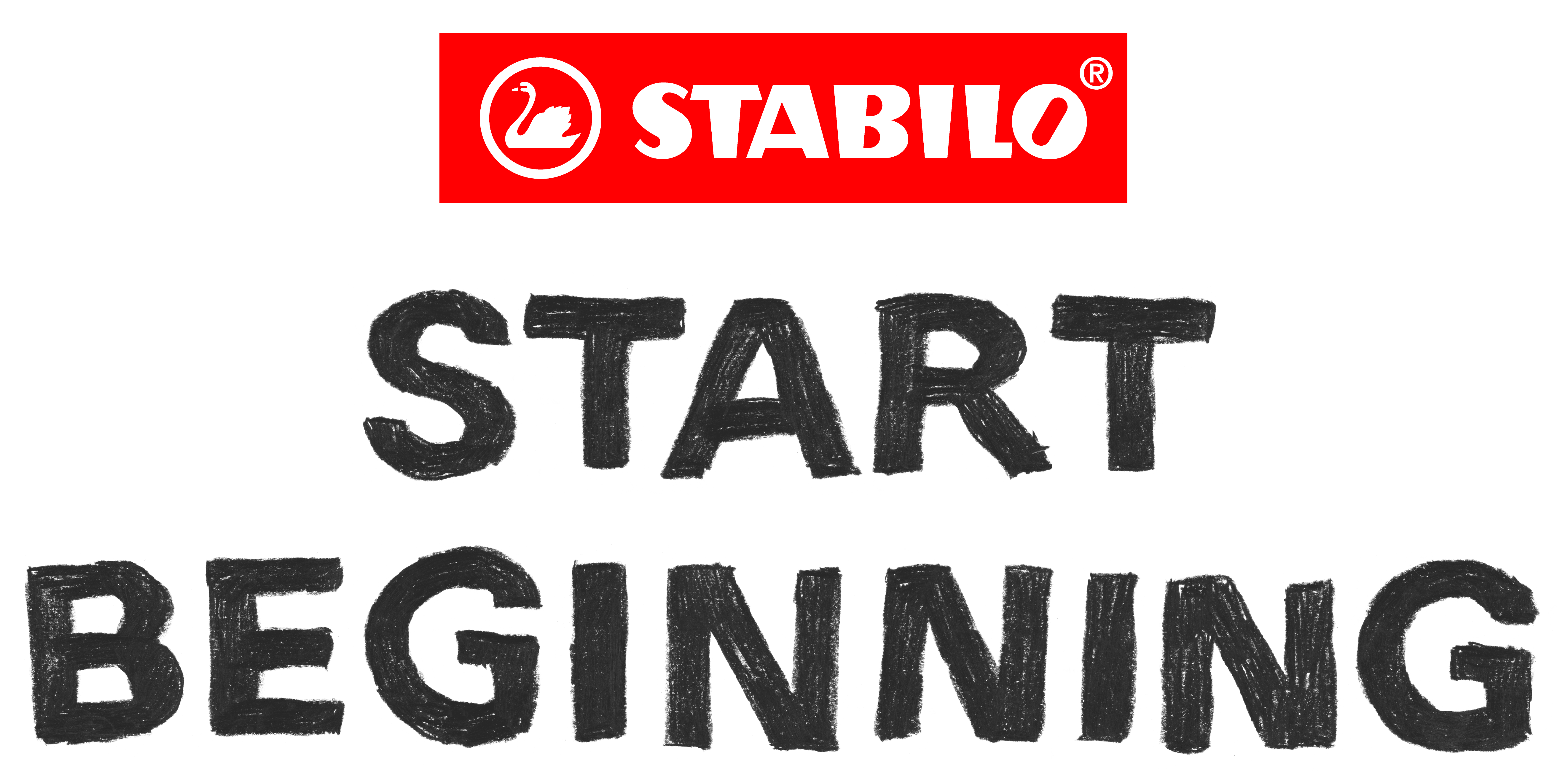 Textgrafik mit dem Stabilo-Logo und dem Text'Start beginning'